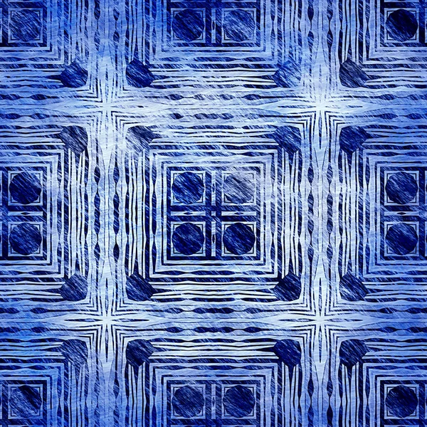 Çivit mavisi grunge çamaşır bezi izi deseni. Modern rustik nantucket, denizcilik tarzında kumaş tekstil etkisine zarar vermiştir. Erkeksi kravat boyası ev deco moda geometrik tasarımı.