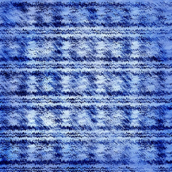 Indigo blue mottled grunge wash linen print pattern. Modern nantucket distressed fabric textile effect background in nautical maritime style. Masculine tie dye worn home deco fashion batik design — Photo