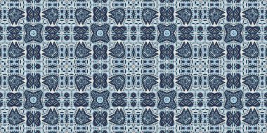 İndigo mavisi, kırmızı, batik, jeo, denizcilik, kusursuz sınır deseni. Modern marin geometrik kaleydoskop pankartı. Nantucket kumaş tarzı. Yaz kırsal erkeksi aşınmış keten etkisi kenar bandı 