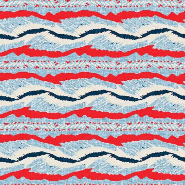 İndigo mavisi yatay kırık çizgili, denizdeki pürüzsüz desen. Modern deniz hattı çizgili denizci baskısı. Klasik Nantucket kumaş tarzı. Yaz deniz dekoru. Hazırsı erkeksi moda baskısı.