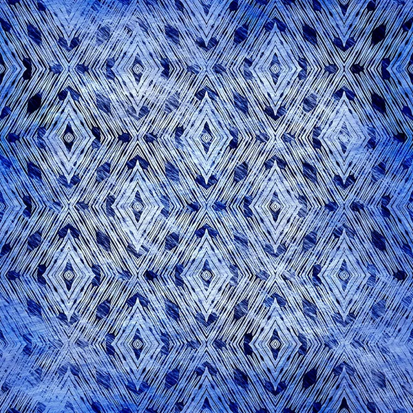 Indigo blauwe grunge wassen linnen print patroon. Moderne rustieke nantucket noodlijdende stof textiel effect achtergrond in nautische maritieme stijl. Mannelijke stropdas kleurstof gedragen home deco mode geometrisch ontwerp — Stockfoto