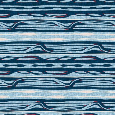 İndigo mavisi yatay kırık çizgili, denizdeki pürüzsüz desen. Modern deniz hattı çizgili denizci baskısı. Klasik Nantucket kumaş tarzı. Yaz deniz dekoru. Hazırsı erkeksi moda baskısı.