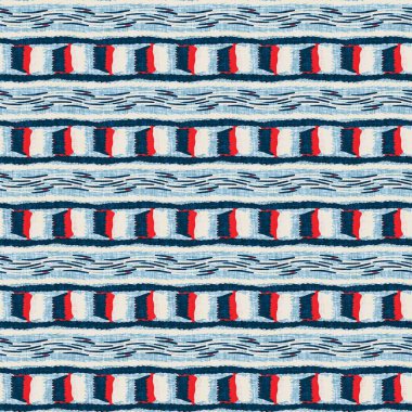 İndigo mavisi yatay kırık çizgili, denizdeki pürüzsüz desen. Modern deniz hattı çizgili denizci baskısı. Klasik Nantucket kumaş tarzı. Yaz deniz dekoru. Hazırsı erkeksi moda baskısı.