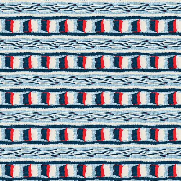 Indigo azul horizontal raya rota patrón náutico sin costura. Línea marina moderna estampado marinero a rayas. Estilo textil clásico de tela de nantucket. Decoración marítima de verano. impresión de moda masculina Preppy —  Fotos de Stock