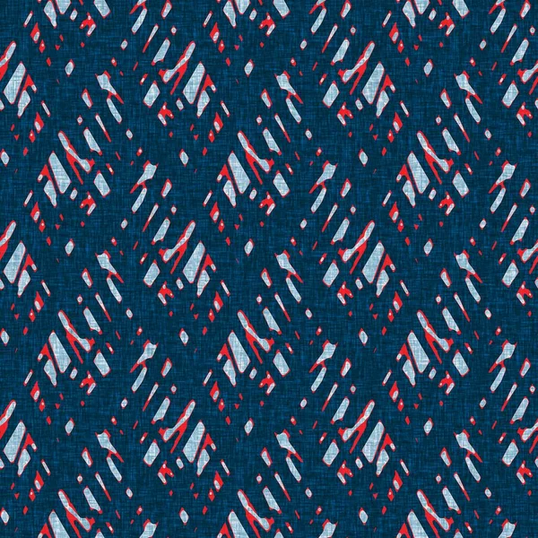 Indigo blue mottled grid check nautical seamless pattern. Modern irregular marine line geometric sailor print. Classic nantucket fabric textile style. Summer maritime decor. Masculine fashion print