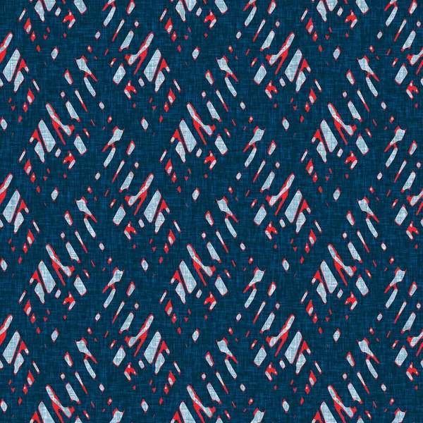 Indigo azul moteado rejilla comprobar patrón sin costura náutica. Línea marina irregular moderna estampado marinero geométrico. Estilo textil clásico de tela de nantucket. Decoración marítima de verano. Moda masculina print — Foto de Stock