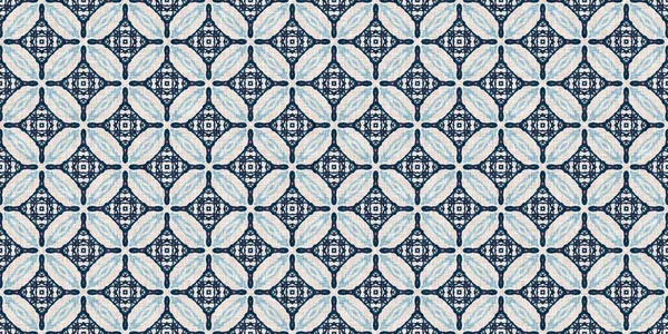 İndigo mavisi, kırmızı, batik, jeo, denizcilik, kusursuz sınır deseni. Modern marin geometrik kaleydoskop pankartı. Nantucket kumaş tarzı. Yaz kırsal erkeksi aşınmış keten etkisi kenar bandı 