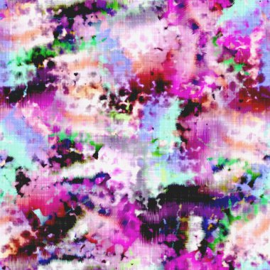 Dağınık yaz kravatlı batik plaj desenli. Kusursuz renkli lekeli uzay boyalı efekt modayı. Yumuşak döşenmiş arka plan yıkanmış. 