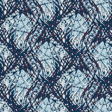 İndigo mavisi noktalı şebeke, denizdeki kusursuz şablonu kontrol et. Modern düzensiz deniz çizgisi geometrik denizci baskısı. Klasik Nantucket kumaş tarzı. Yaz deniz dekoru. Erkeksi moda baskısı