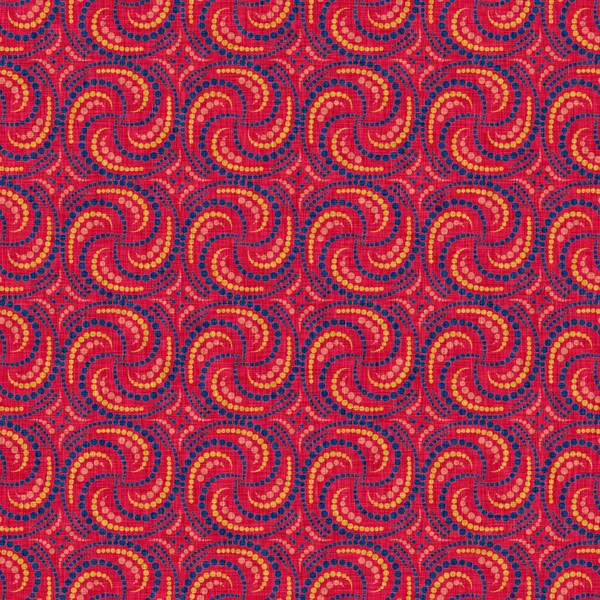 Indian boho summer bandana seamless symmetrical pattern. Versatile masculine red blue scarf print in kaleidoscopic floral ornamental style. — Photo