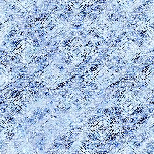Indigo blue grunge wash linen print pattern. Modern rustic nantucket distressed fabric textile effect background in pale worn style. Masculine tie dyed home deco fashion geometric design — Photo