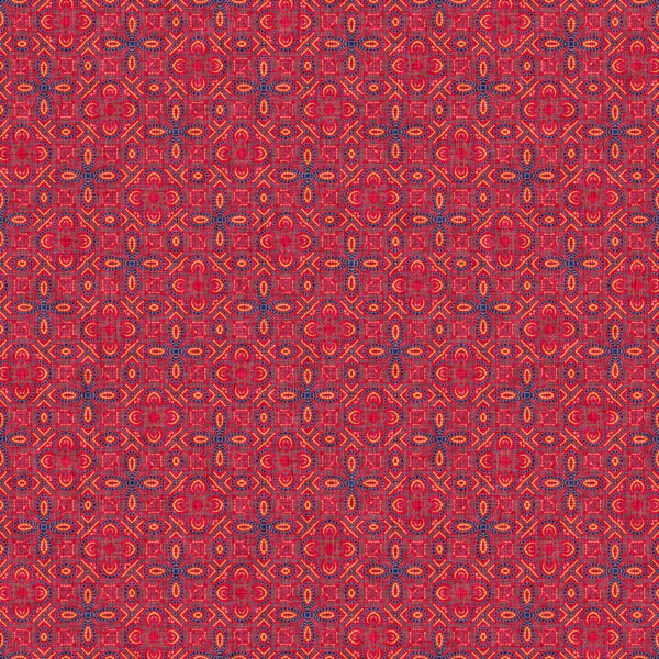 印度波荷夏季乐队无缝对称模式。以万花筒花式装饰风格印制的阳刚的红色蓝领巾. — 图库照片
