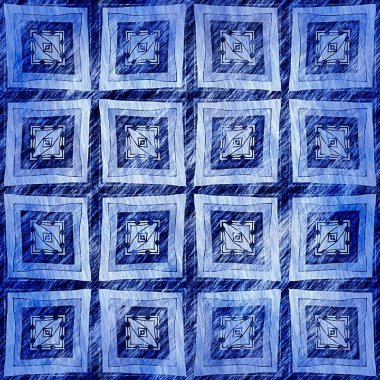 Çivit mavisi grunge çamaşır bezi izi deseni. Modern rustik nantucket, denizcilik tarzında kumaş tekstil etkisine zarar vermiştir. Erkeksi kravat boyası ev deco moda geometrik tasarımı.