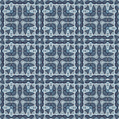 İndigo mavisi, kırmızı, batik, jeo, denizcilik, kusursuz desen. Modern marin geometrik kaleydoskop denizci baskısı. Nantucket kumaş tarzı. Yaz kırsal erkeksi aşınmış keten efekti deniz dekoru. 