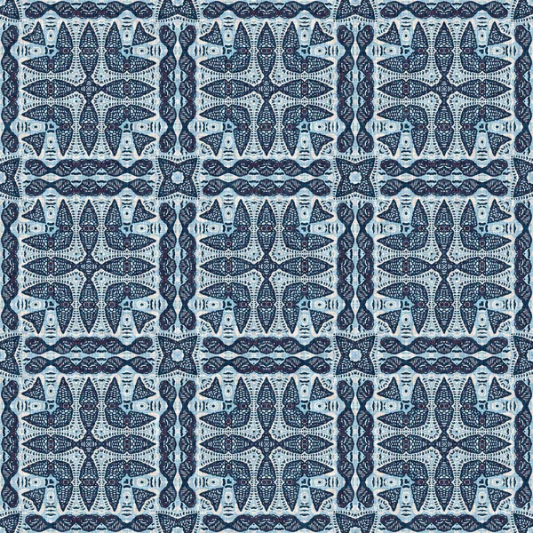 Indigo blauw rood batik geo nautisch naadloos patroon. Moderne marin geometrische caleidoscoop matroos print. Nantucket stof textiel stijl. Zomer rustieke mannelijke gedragen linnen effect maritieme decor. — Stockfoto