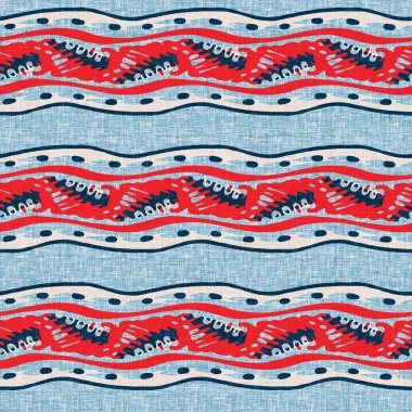 İndigo mavisi yatay kırık çizgili, denizdeki pürüzsüz desen. Modern deniz hattı çizgili denizci baskısı. Klasik Nantucket kumaş tarzı. Yaz deniz dekoru. Hazırsı erkeksi moda baskısı.