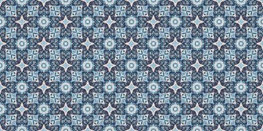 İndigo mavisi, kırmızı, batik, jeo, denizcilik, kusursuz sınır deseni. Modern marin geometrik kaleydoskop pankartı. Nantucket kumaş tarzı. Yaz kırsal erkeksi aşınmış keten etkisi kenar bandı 