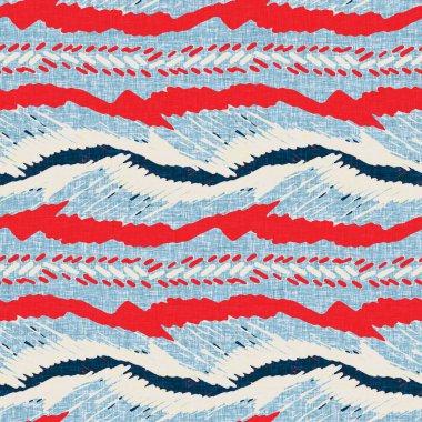 İndigo mavisi yatay kırık çizgili, denizdeki pürüzsüz desen. Modern deniz hattı çizgili denizci baskısı. Klasik Nantucket kumaş tarzı. Yaz deniz dekoru. Hazırsı erkeksi moda baskısı.