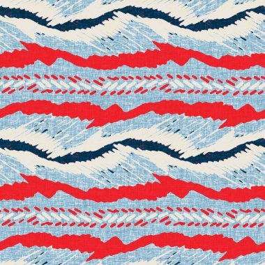 İndigo mavisi yatay kırık çizgili, denizdeki pürüzsüz desen. Modern deniz hattı çizgili denizci baskısı. Klasik Nantucket kumaş tarzı. Yaz deniz dekoru. Hazırsı erkeksi moda baskısı.