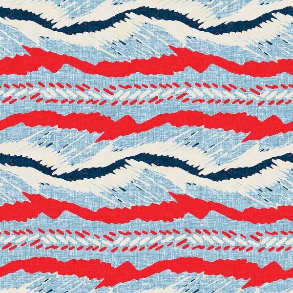 İndigo mavisi yatay kırık çizgili, denizdeki pürüzsüz desen. Modern deniz hattı çizgili denizci baskısı. Klasik Nantucket kumaş tarzı. Yaz deniz dekoru. Hazırsı erkeksi moda baskısı.