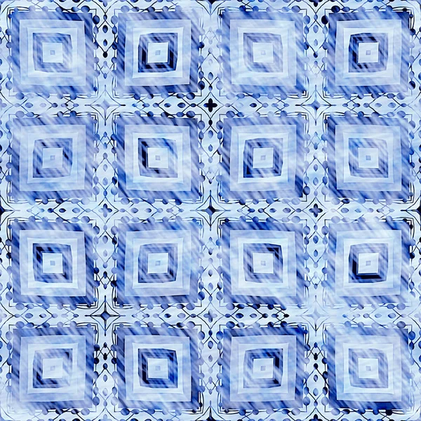 Indigo blue grunge wash linen print pattern. Modern rustic nantucket distressed fabric textile effect background in pale worn style. Masculine tie dyed home deco fashion geometric design — Foto de Stock
