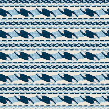 İndigo mavisi yatay kırık çizgili, denizdeki pürüzsüz desen. Modern deniz hattı çizgili denizci baskısı. Klasik Nantucket kumaş tarzı. Yaz deniz dekoru. Hazırsı erkeksi moda baskısı.