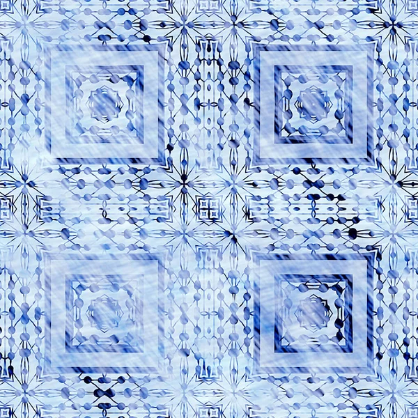 深蓝色的格子洗亚麻布印花图案.现代质朴的纳米针织物在浅色磨损风格的背景下具有很高的效果.男式领带,家居装饰,时尚,几何设计 — 图库照片