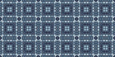İndigo mavisi, kırmızı, batik, jeo, denizcilik, kusursuz sınır deseni. Modern marin geometrik kaleydoskop pankartı. Nantucket kumaş tarzı. Yaz kırsal erkeksi aşınmış keten etkisi kenar bandı 