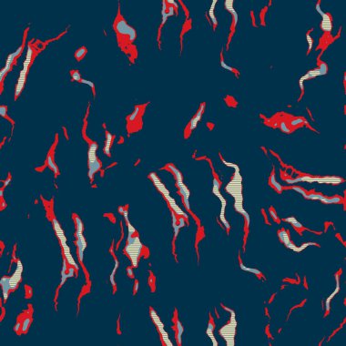  Klasik deniz mavisi, kırmızı, sarı, dikişsiz doku. Modern retro-yüzme modadan izler giyer. Memphis tarzı maskülen grunge soyut arka plan. Yüksek kaliteli jpg kumaşı.