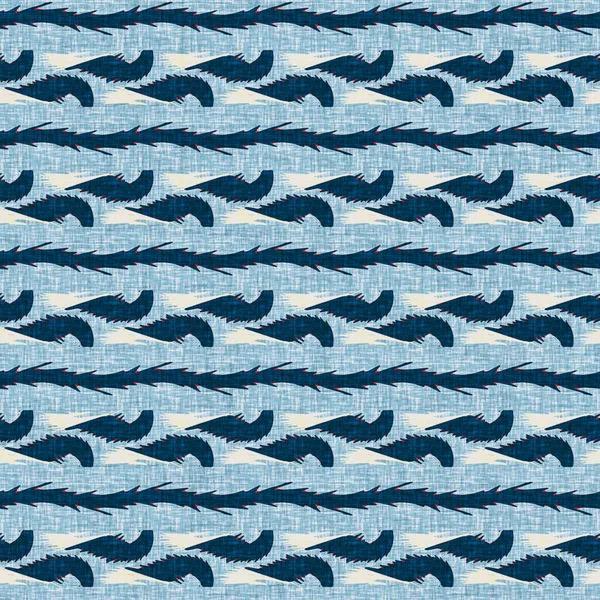 İndigo mavisi yatay kırık çizgili, denizdeki pürüzsüz desen. Modern deniz hattı çizgili denizci baskısı. Klasik Nantucket kumaş tarzı. Yaz deniz dekoru. Hazırsı erkeksi moda baskısı.