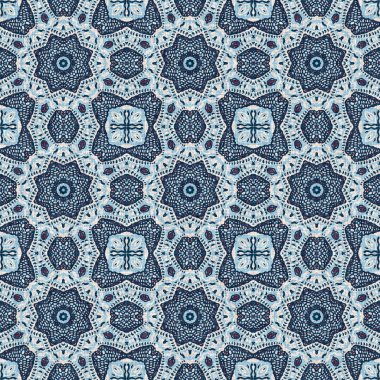 İndigo mavisi, kırmızı, batik, jeo, denizcilik, kusursuz desen. Modern marin geometrik kaleydoskop denizci baskısı. Nantucket kumaş tarzı. Yaz kırsal erkeksi aşınmış keten efekti deniz dekoru. 