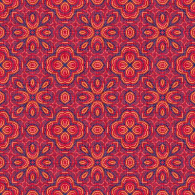 Hint boho yaz bandanası kusursuz simetrik desen. Çok yönlü maskülen kırmızı atkı izi kaleydoskopik çiçek desenli..