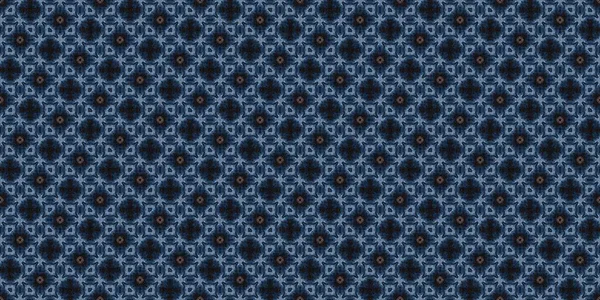 Donkere indigo blu bandanna stijl das kleurstof rand patroon. Naadloze vintage etnische zijde home decor rand lint ontwerp. Een mannenbandje. Voor moderne vintage sjaal en mode decoratie. — Stockfoto
