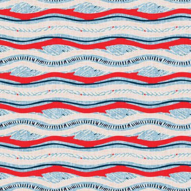 İndigo mavisi yatay kırık çizgili, denizdeki pürüzsüz desen. Modern deniz hattı çizgili denizci baskısı. Klasik Nantucket kumaş tarzı. Yaz deniz dekoru. Hazırsı erkeksi moda baskısı.