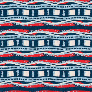 İndigo mavisi yatay kırık çizgili, denizdeki pürüzsüz desen. Modern deniz hattı çizgili denizci baskısı. Klasik Nantucket kumaş tarzı. Yaz deniz dekoru. Hazırsı erkeksi moda baskısı.