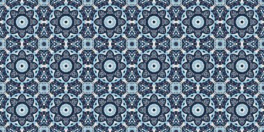 İndigo mavisi, kırmızı, batik, jeo, denizcilik, kusursuz sınır deseni. Modern marin geometrik kaleydoskop pankartı. Nantucket kumaş tarzı. Yaz kırsal erkeksi aşınmış keten etkisi kenar bandı 