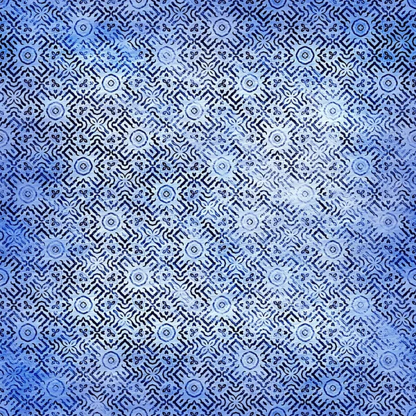Indigo blå grunge tvätta linne print mönster. Modern rustik nantucket distressed tyg textil effekt bakgrund i nautisk maritim stil. maskulin slips färg slitna hem deco mode geometrisk design — Stockfoto