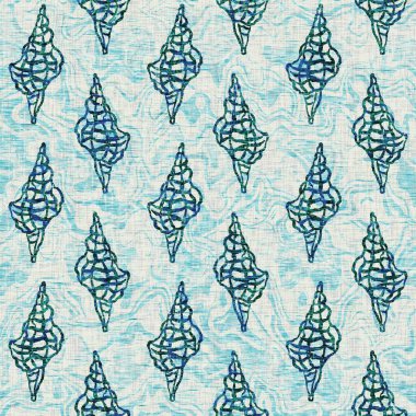  Grunge, ev dekorasyonu kumaş tekstil ürünleri için solgun keten efekt arka planı. Ege Teal deniz kabuğu deniz kabuğu kusursuz desen.