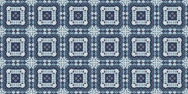  Modern marin geometrik kaleydoskop pankartı. Nantucket kumaş tarzı. Yaz kırsal erkeksi etkisindeki keten etkisinin kenar bandı. İndigo mavisi, denizciliğe özgü, dikişsiz sınır deseni..