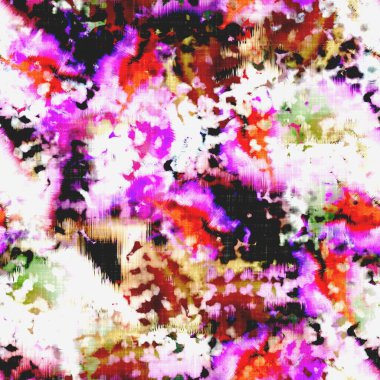  Kusursuz renkli lekeli uzay boyalı efekt modayı. Yumuşak döşenmiş arka plan. Dağınık yaz kravatlı batik plaj aşınma desenli.