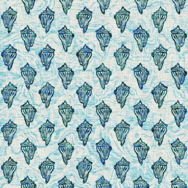  Grunge, ev dekorasyonu kumaş tekstil ürünleri için solgun keten efekt arka planı. Ege Teal deniz kabuğu deniz kabuğu kusursuz desen.