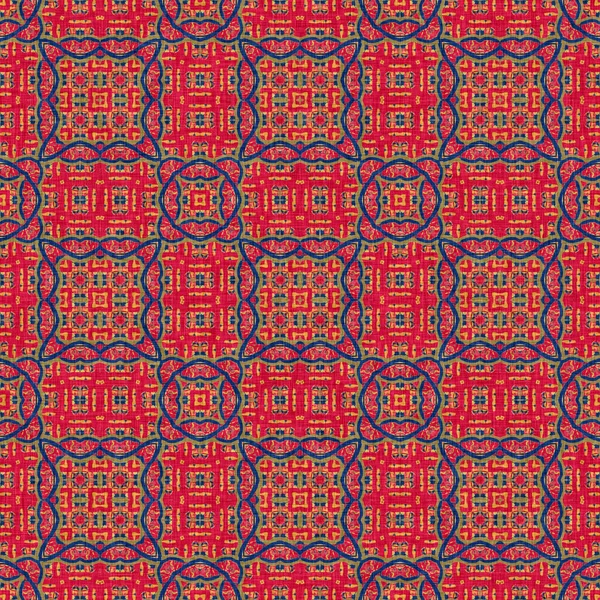 Versatile Masculine Red Blue Scarf Print Kaleidoscopic Floral Ornamental Style — Photo