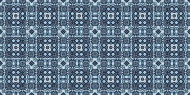  Modern marin geometrik kaleydoskop pankartı. Nantucket kumaş tarzı. Yaz kırsal erkeksi etkisindeki keten etkisinin kenar bandı. İndigo mavisi, denizciliğe özgü, dikişsiz sınır deseni..