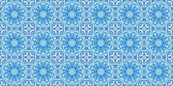 Seamless Coastal Geometrical Floral Mosaic Effect Banner Ornamental Arabesque Summer — Fotografia de Stock