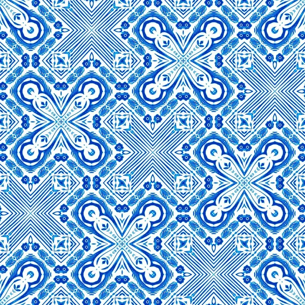 Sömlös Kustgeometrisk Blommig Mosaikeffekt Prydnads Arabesque Över Hela Sommaren Mode — Stockfoto
