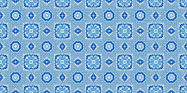 Bezešvé Pobřežní Geometrické Květinové Mozaiky Efekt Prapor Okrasné Arabesque Letní — Stock fotografie