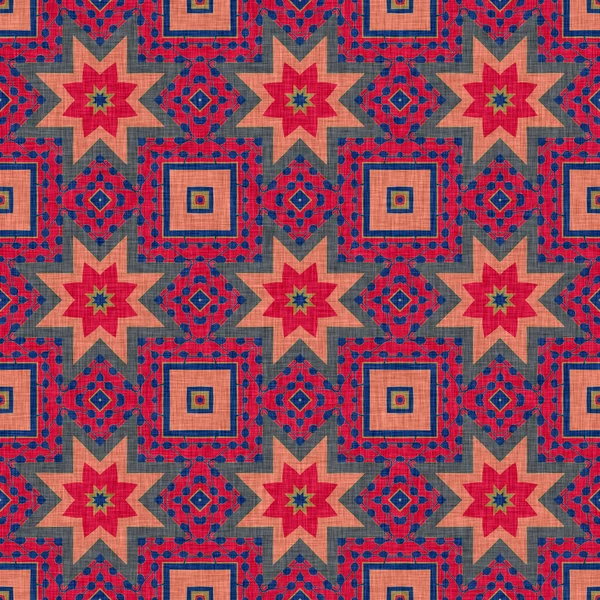 Veelzijdige Mannelijke Rode Blauwe Sjaal Print Kaleidoscopische Bloemsierstijl Indiase Boho — Stockfoto