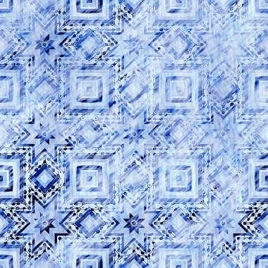  Modern rustik nantucket solgun aşınmış kumaş efektli arka plan. Erkeksi kravat ev deco moda geometrik tasarım. İndigo mavisi grunge çamaşır izi deseni..