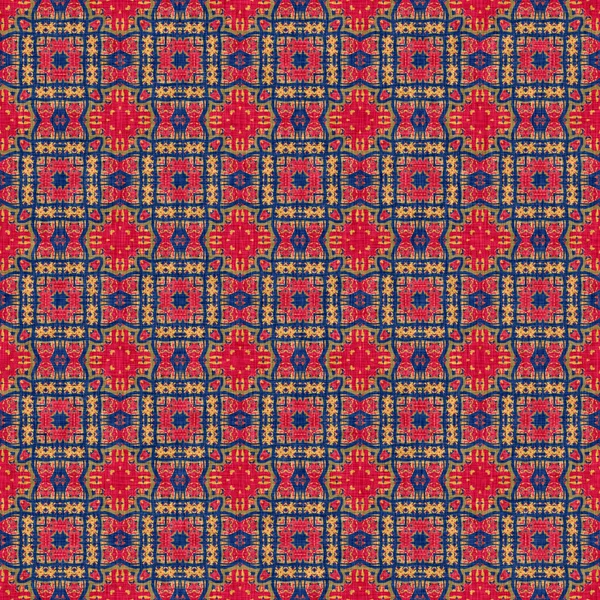 Veelzijdige Mannelijke Rode Blauwe Sjaal Print Kaleidoscopische Bloemsierstijl Indiase Boho — Stockfoto