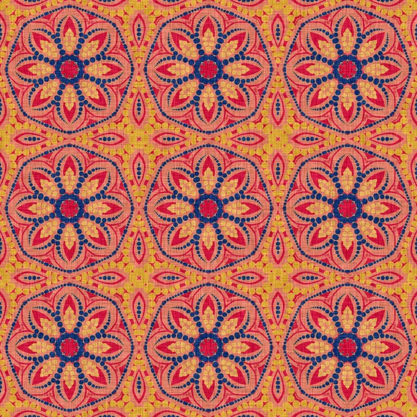 Alsidig Maskulin Rød Blå Tørklæde Print Kalejdoskopisk Blomster Ornamental Stil - Stock-foto